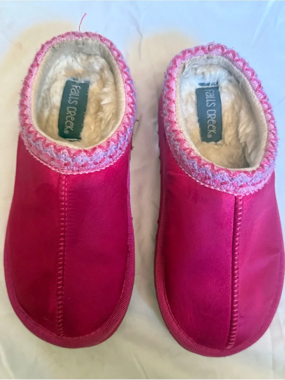 Girls Cozy Faux-Fur Lined Slip-On Slippers - Pink size 2Y